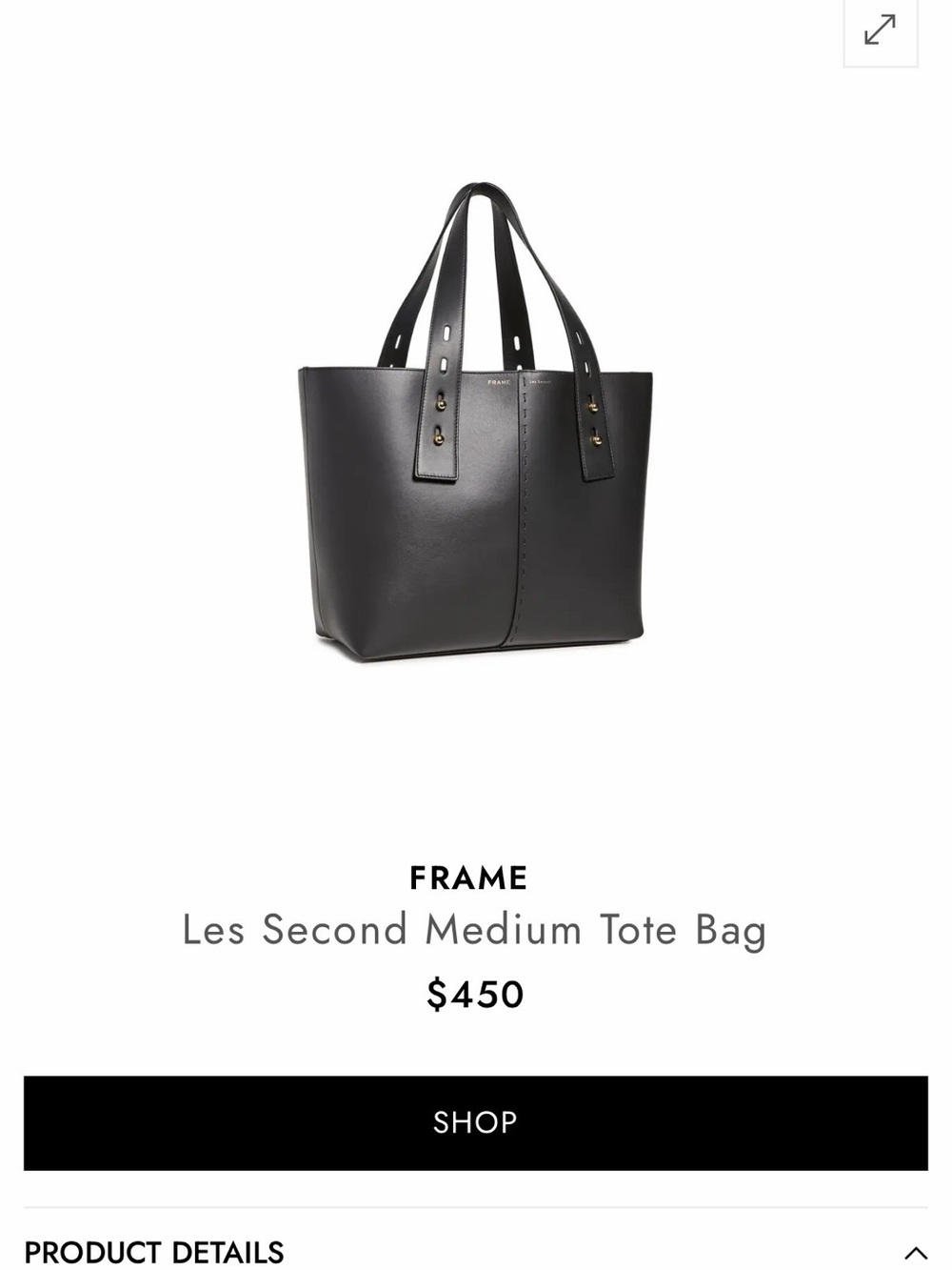 Frame Les Second Medium Black Leather Tote - Practically New (Used for 1 Week) - Picture 2 of 10